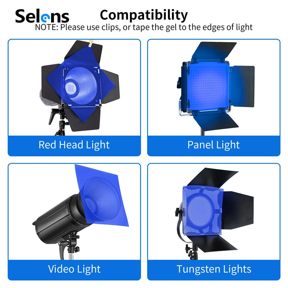 Selens 40x50cm Lighting Gels Filter Blue CTB Gel Colour Film Color Correction Tr