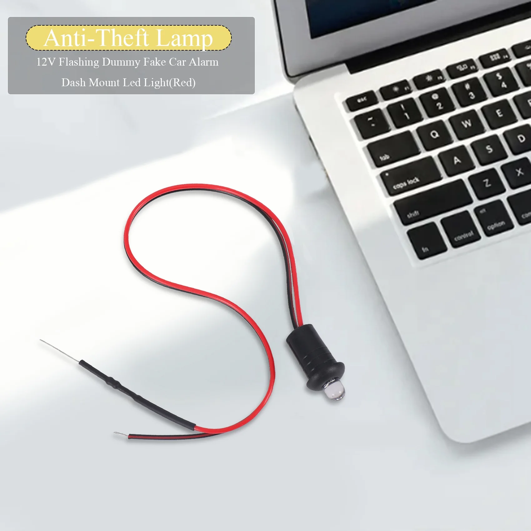 깜박이는 더미 가짜 자동차 알람 대시 마운트, LED 조명 (빨간색), 12V