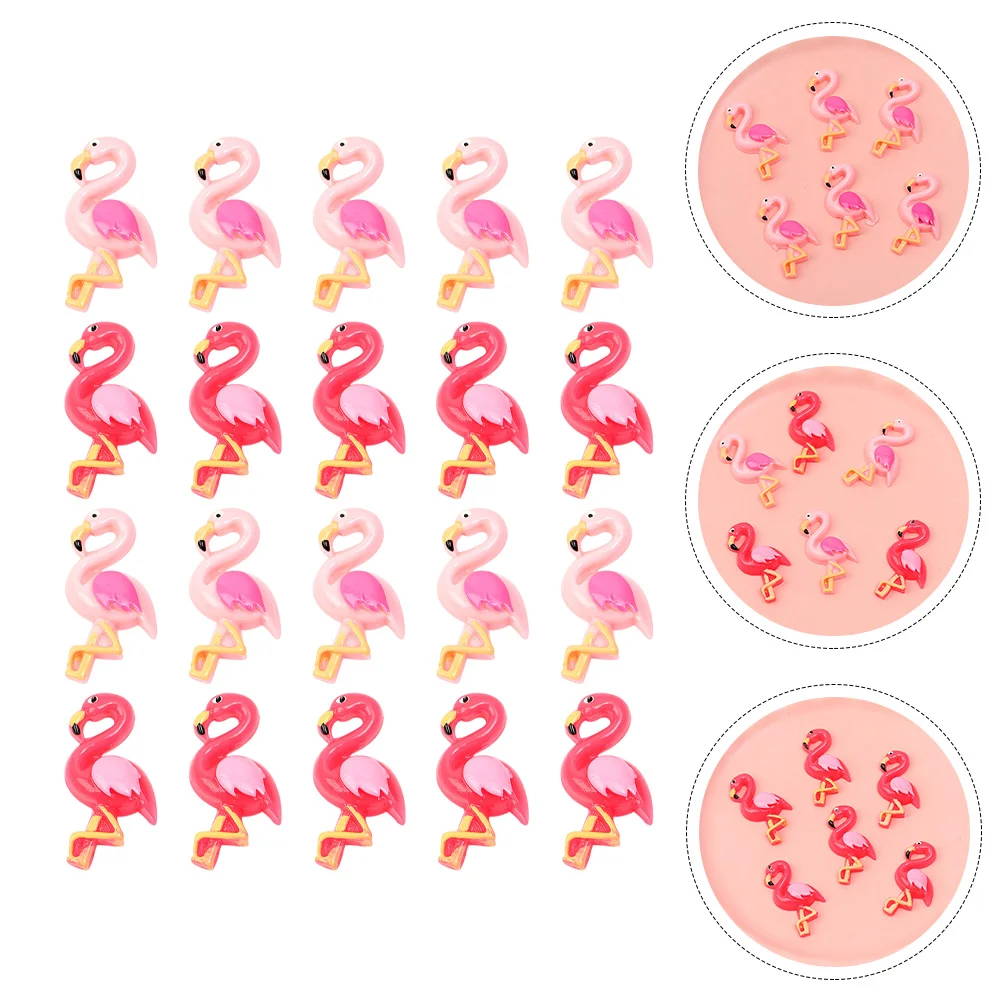 

40 Pcs Flamingo Accessories Jewelry Making Charms Hair Barrettes DIY Phone Cover Case
