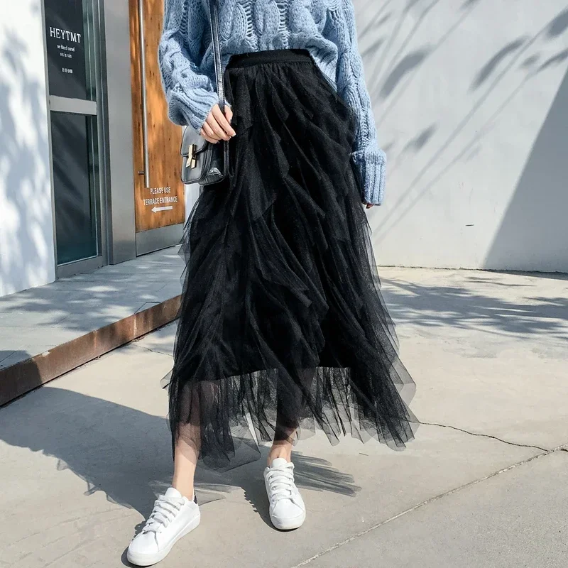 Fashion Tutu Tulle Skirt Women Long Maxi Skirt 2025 Spring Summer