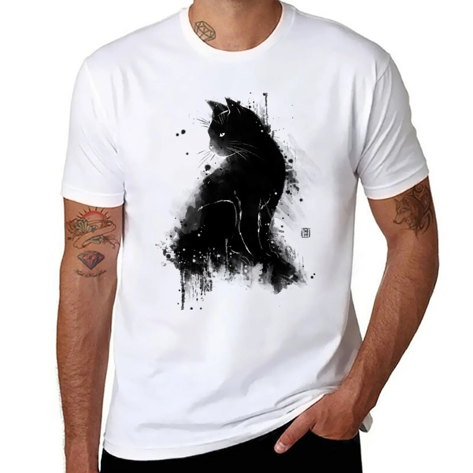 

Футболка Inky cat быстросохнущая Мужская, черный топ, быстросохнущая рубашка, одежда на лето