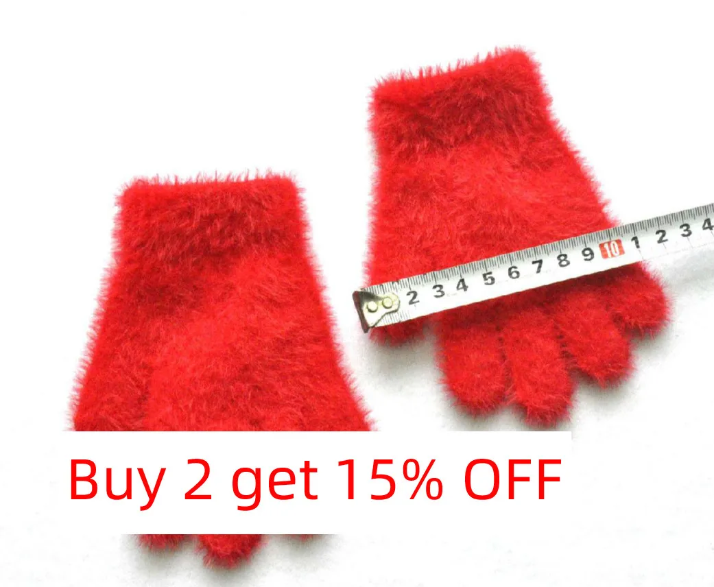 3-6 Years Old Winter Gloves for Child Solid Imitation Mink Hair Five Fingers Mittens Kindergarten Keep Warm Soft Knitting Glove
