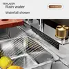 Luxury Silvery 304 Stainless Steel Waterfall Kitchen Sink High Quality Large Single Slot Multifuctional Sink Waterfall Faucet 3
