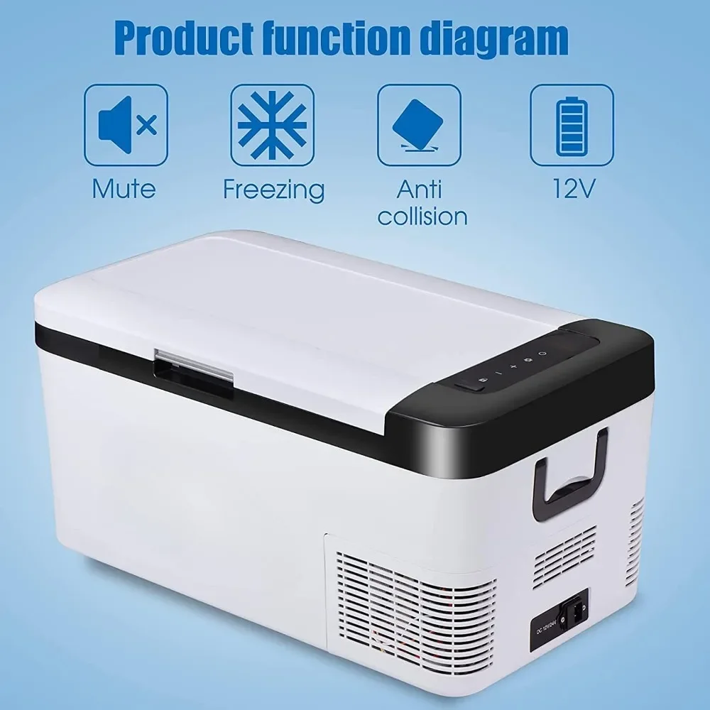 12 volt car refrigerator portable freezer electric cooler (-4 &deg; F-68 &deg; F) with 12/24V DC and 110V AC power cords