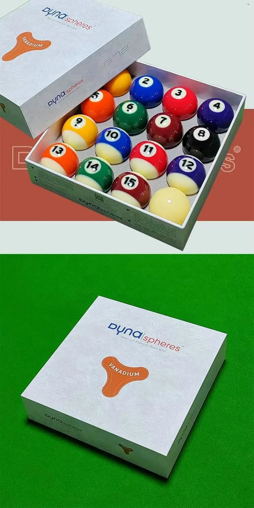 DYNASPHERE Phenolic Billiard Pool Ball Set 2-1/4"(Vanadium )