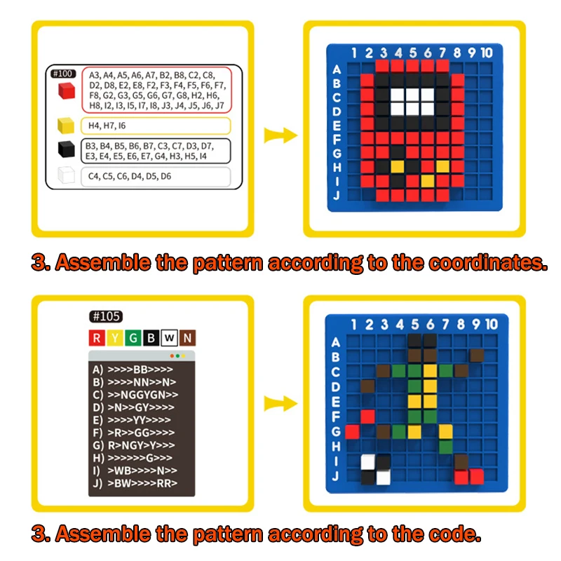 Children Pixel Block Puzzles Board Game Toys Montessori Logical Thinking Training Matching Game Pixel Art Cube Educational Toys