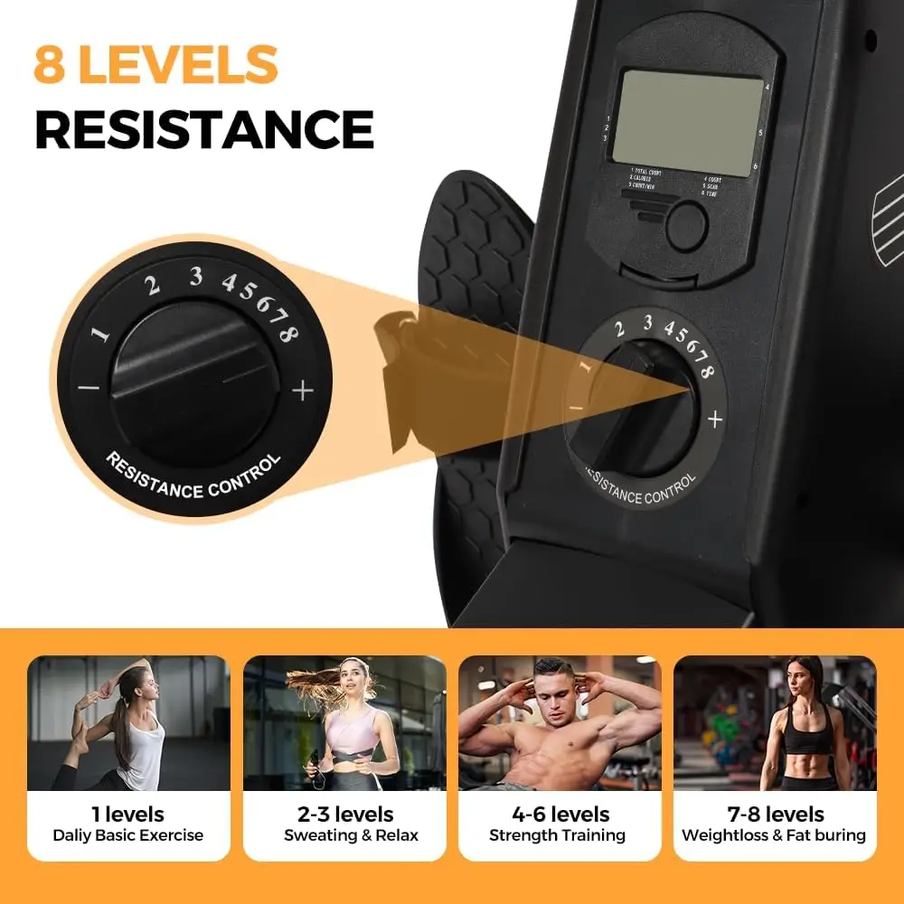 Machines for Home, Foldable Rowing Magnetic, Compact Fitness Equipment with Quiet Resistance 8 Levels, 300 lbs Weig