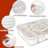 Large Capacity Partitioned Kitchen Storage Tray, Sealed Refrigerator Storage Box With Handle, Outdoor Fruit Platter Organizer 2