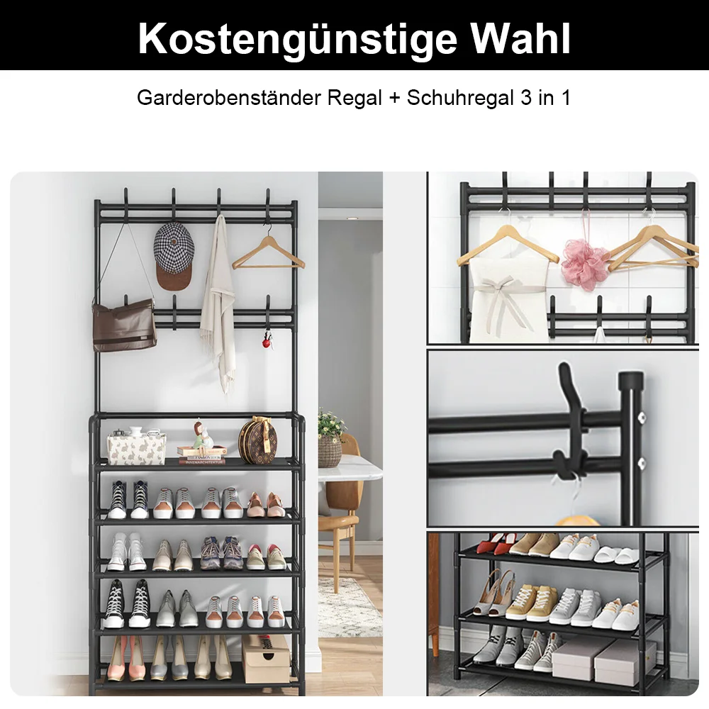 5/4-stöckiges Freistehendes Aufbewahrungsregal Kleider- und Hut-Aufbewahrungsregal Schuhregal Freistehender Aufbewahrungsschrank für Wohnzimmer – Detail 21