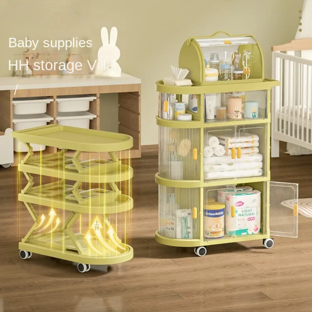 Storage Rack Folding Shopping Cart Kitchen Storage Cart Folding Trolley Baby Racks Mobile Multi-Layer Storage Shelves