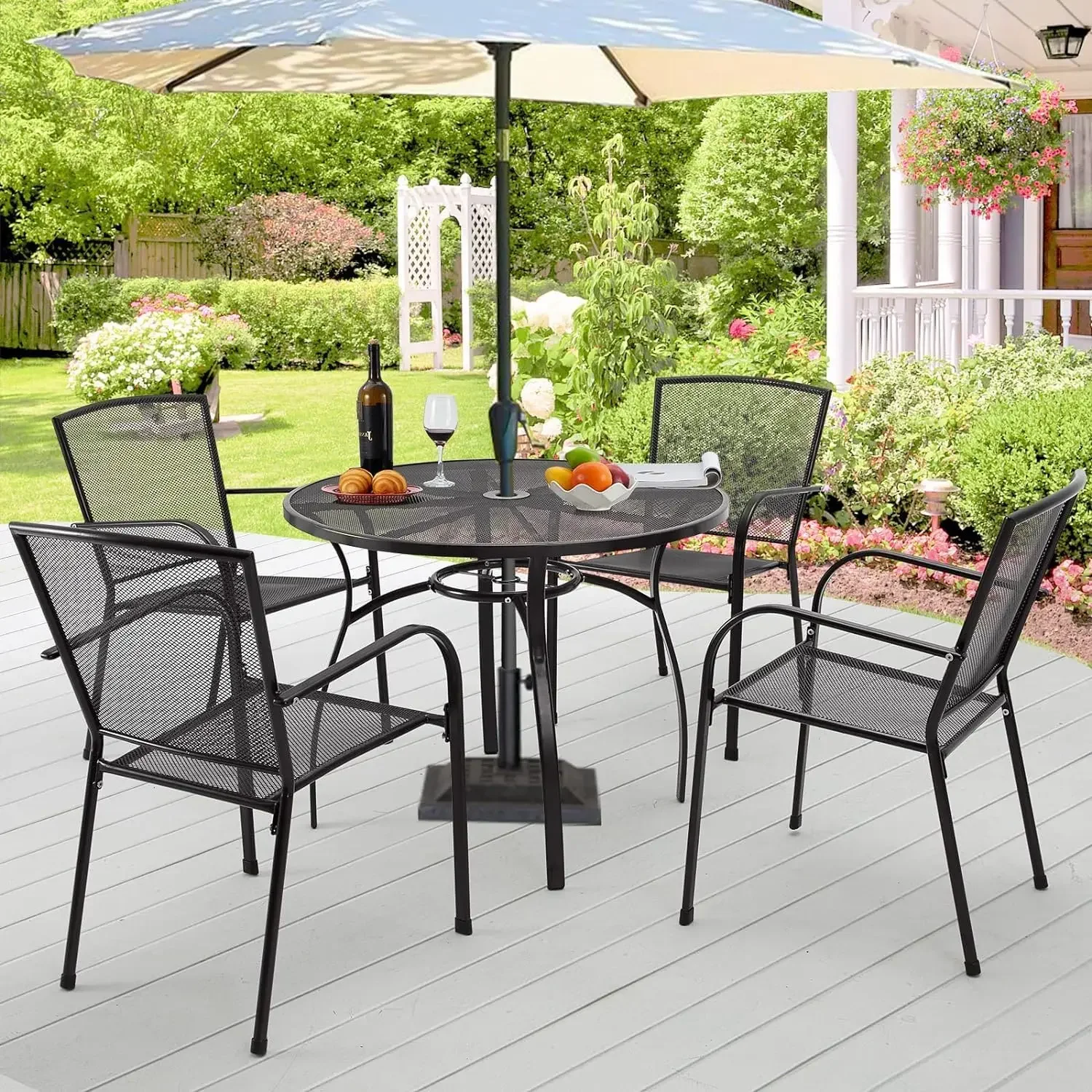 

Metal Patio Table and Chairs Set , Outdoor Dining Sets Patio Dining Table Furniture Set Round Outside Table and Chairs
