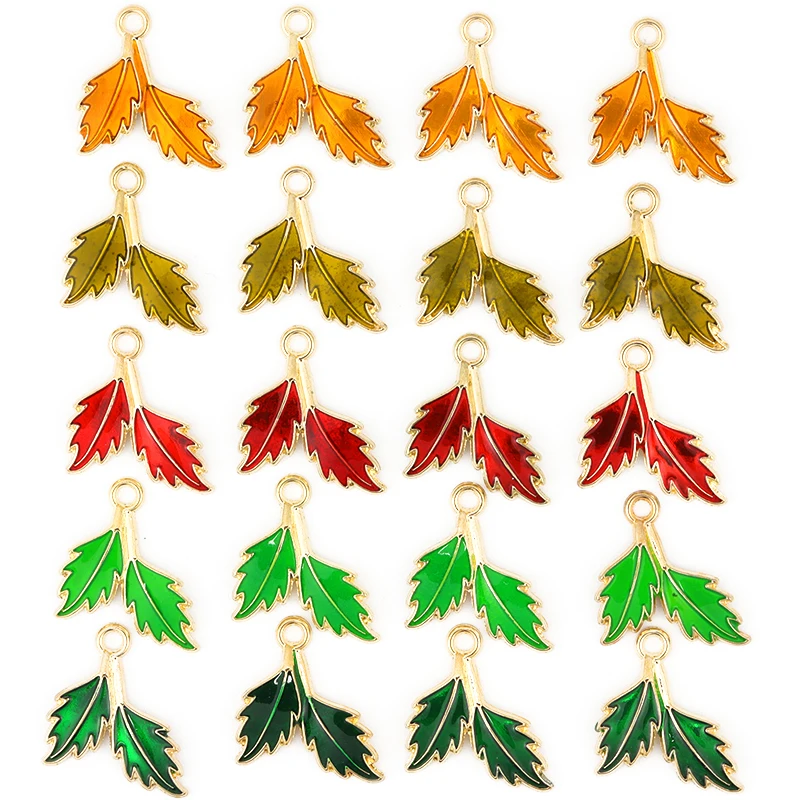 

15Pcs Multicolor Enamel Leaf Charm Delicate Alloy Pendant DIY Necklace Bracelet Earrings Key Chain Jewelry Making Accessories