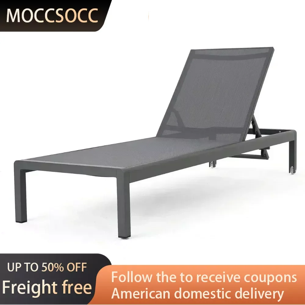 

Cape Coral Outdoor Aluminum Chaise Lounge With Mesh Seat Foldable Chair Folding Grey / Dark Grey Single Bed Garden Trade Shows