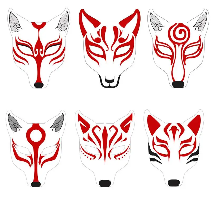 1Pc Blank Mask Fox Mask  Party Mask Masquerade Mask White Fox Mask For Halloween Party Props