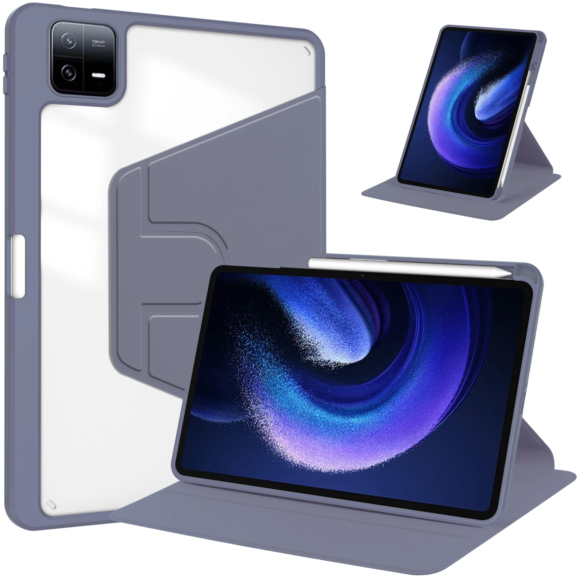 Enhanced 360 Rotatable Stand Smart Case with Pen Slot and Auto Sleep/Wake Function - Shockproof Shell