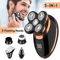5 In 1 Electric Shaver For Men Bald Head Hair Clipper Nose Trimmer Floating 5 Blade Heads Shaving Beard Knife Rechargeable Razor 2