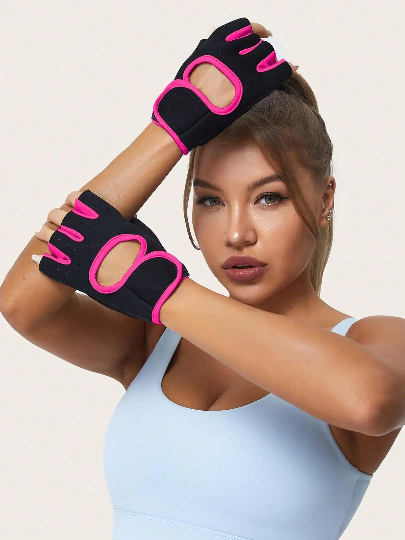 1 pair of fitness breathable exercise men and women training horizontal bar cycling half finger wrist guard anti slip gloves 4