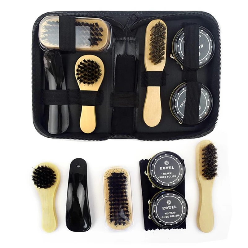 8 Pcs/Set Pro Shoes Care Kit Portable For Boots Sneakers Cleaning Set  Brush Shine Polishing Tool For Leather Shoes 3
