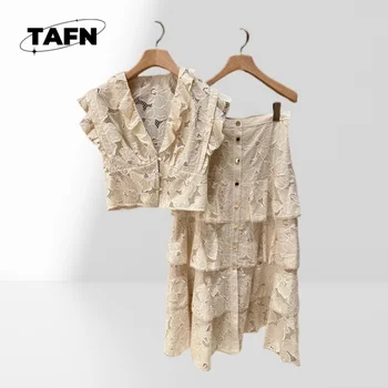 Nice Shirt Advanced Texture Simple Lightweight Skirt Set for Women, Perfect for Spring and Summer Outfits AE923 1