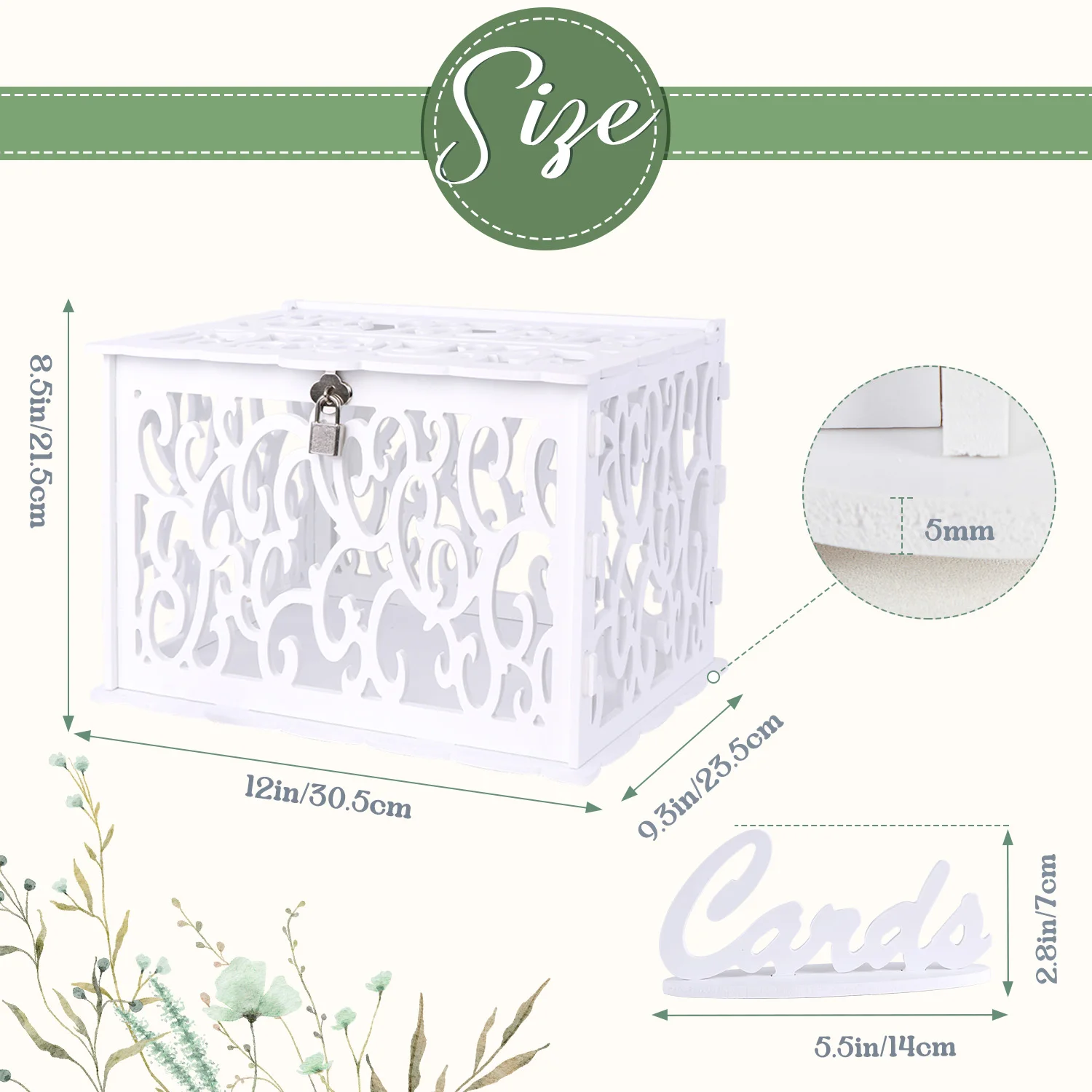 OurWarm White Lockable Wedding Card Box PVC Wedding Card Mailbox for Reception Graduation Baby Shower Decoration