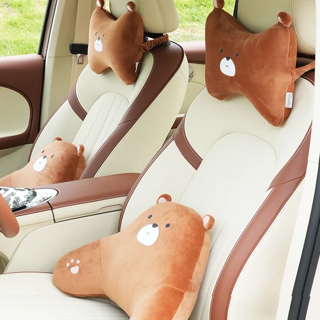 Cute Car Neck Pillow Cartoon Animal Headrest Travel Rest Cushion Plush Auto  Seat Neck Lumbar Support Car Interior Accessories - Neck Pillow - AliExpress