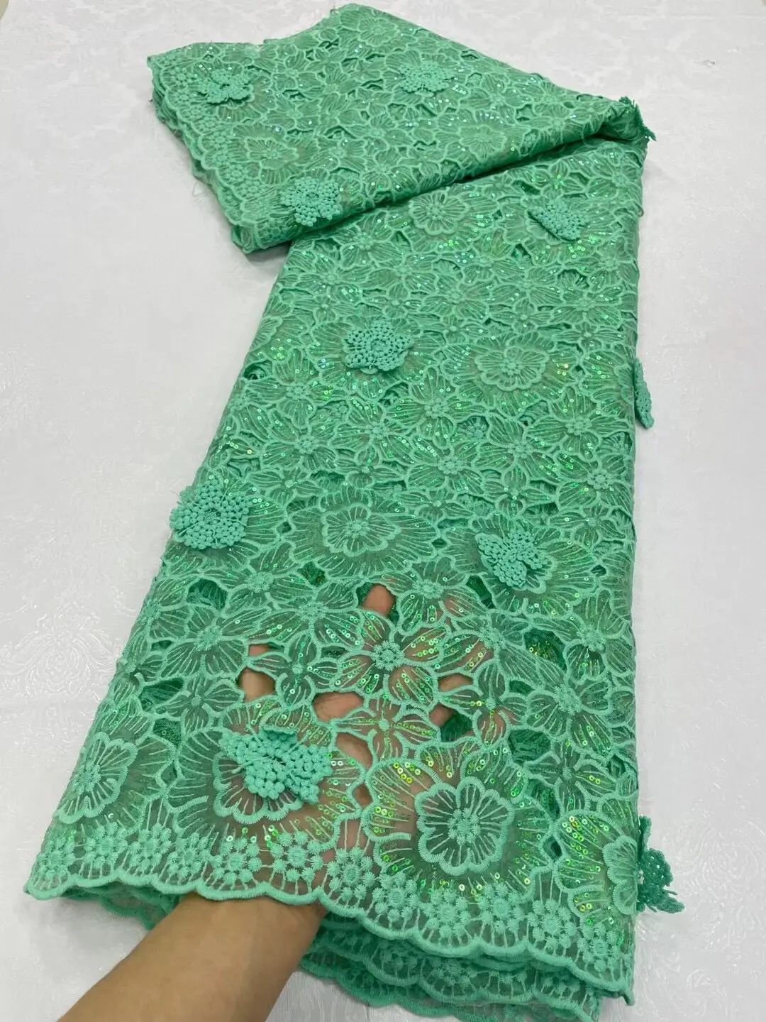 

Нигерийская Тюлевая кружевная ткань для шитья, свадебное платье, шифоновая ткань, высококачественный, водорастворимый, 5 ярдов, 2024 JL288