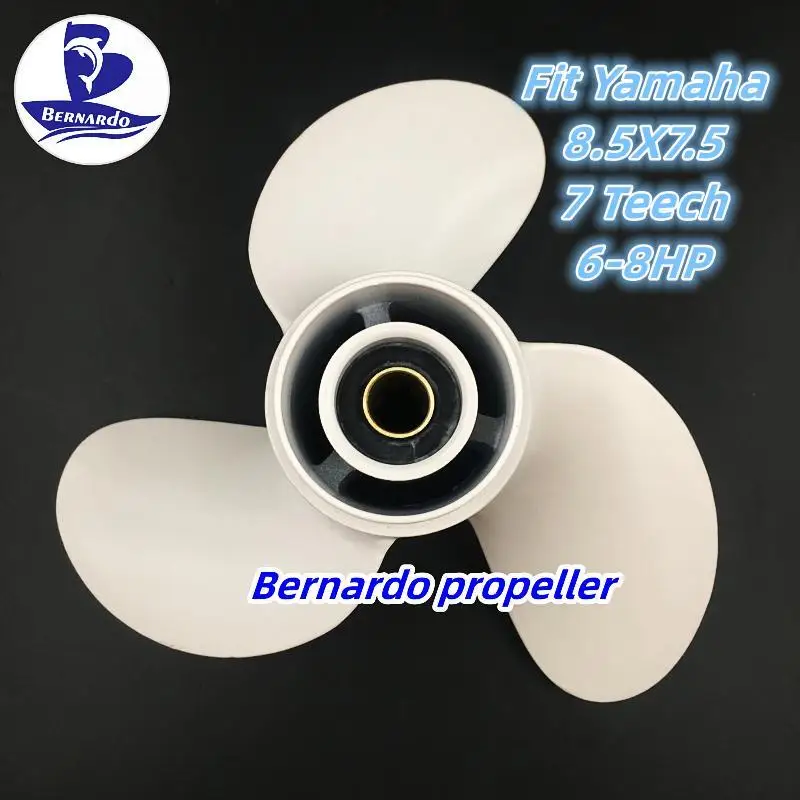 Bernardo Boat Propeller 8.5x7.5 For Yamaha 6 8 HP Outboard Engines Motor Aluminum Alloy Screw 3 Blades 7 Tooth Spline 12 spline tooths 4 6hp aluminum alloy 3 blades 7 8 x 8 outboard propeller boat for for nissan 4 6hp 3r1w64516 0