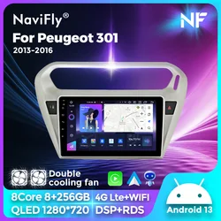 Android 13 For Peugeot 301 2013-2016 Car Radio Stereo Multimedia Video Player Navigation GPS Wireless Carplay RDS DSP QLED AUTO