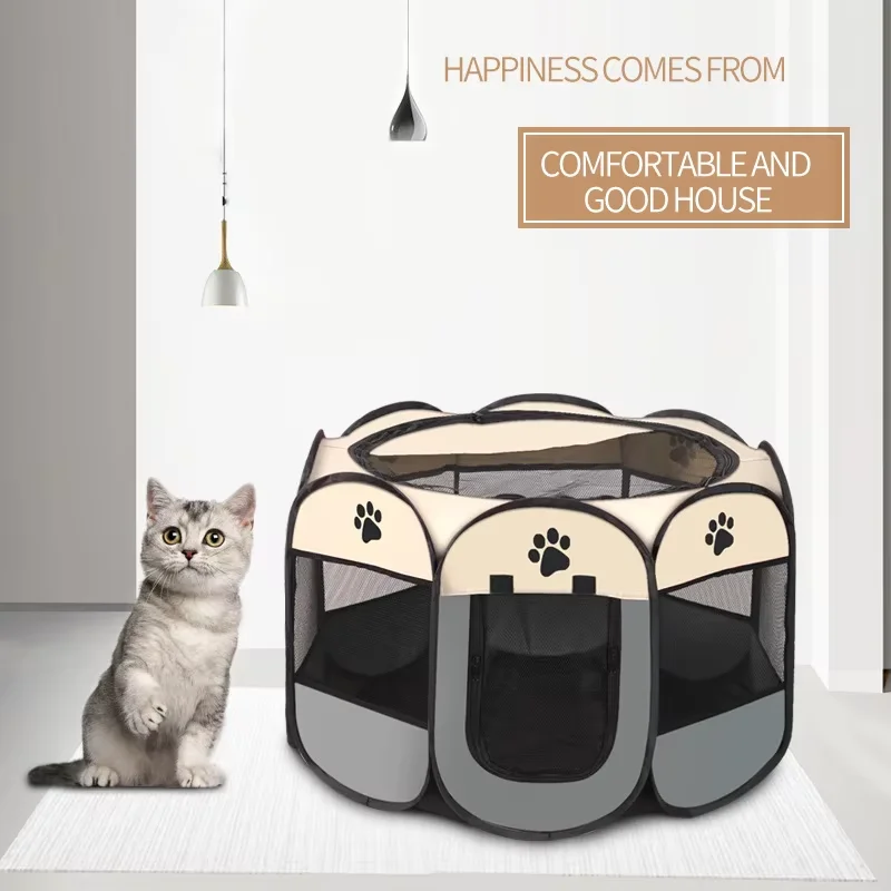 Octagonal pet enclosure pet tent oxford bunai scratch foldable dog cage dog cat maternity room Kennels, cat kennels dog kennel mat dog house