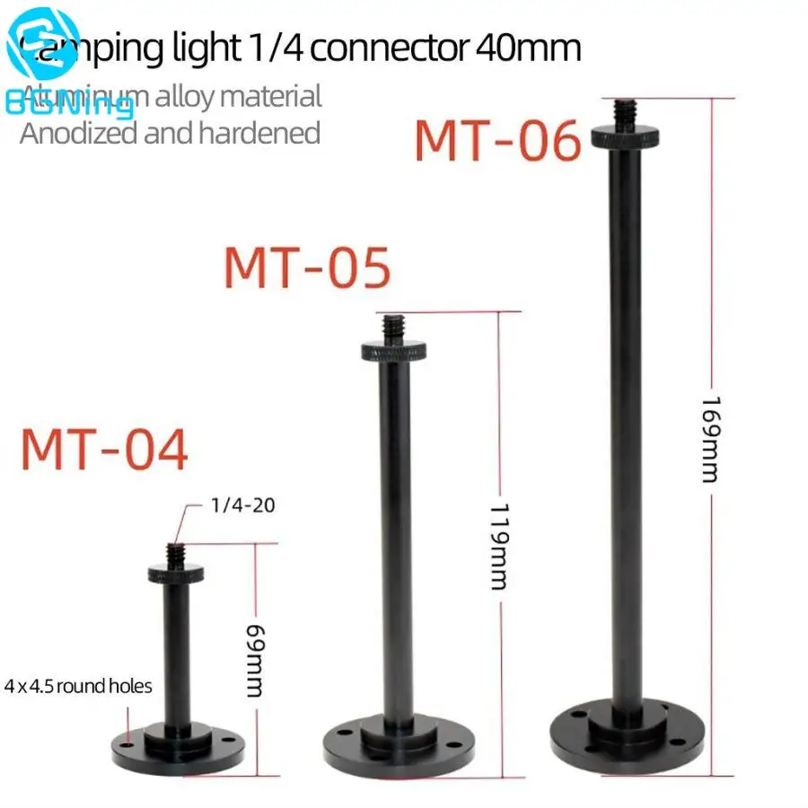 Desktop Light Stand Bracket Aluminum 1/4" Screw for Outdoor Camping Lantern Lamp Travel Picnic Hiking DIY Detachable Holder Pole