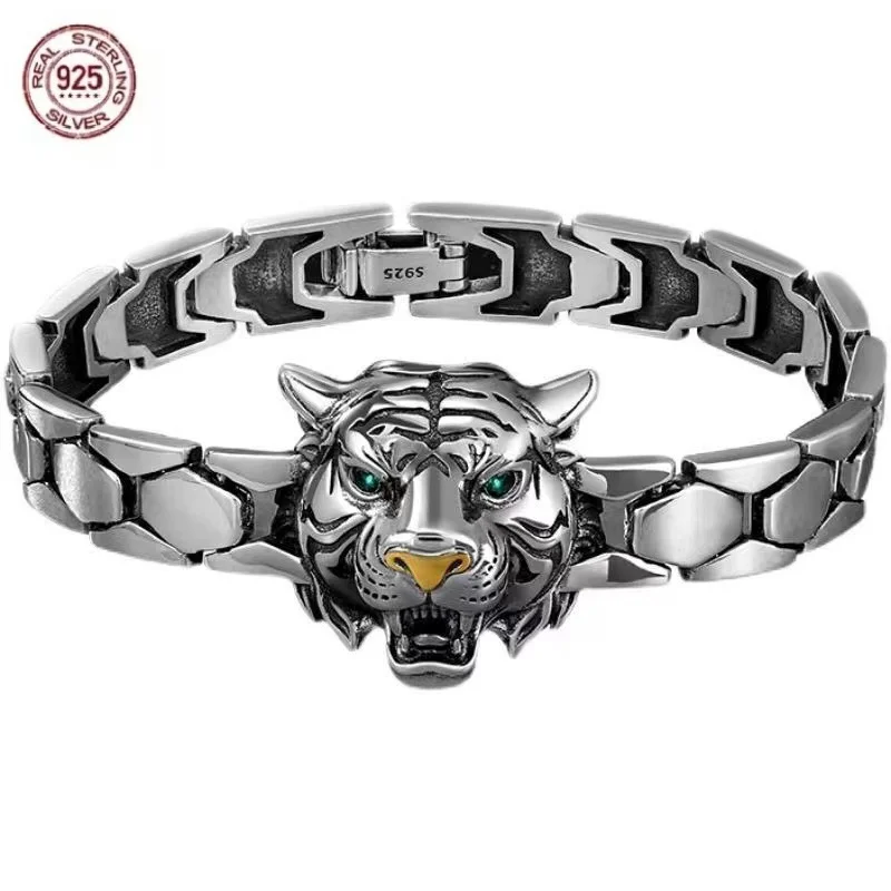 

S925 Silver Tiger Bracelet The Year of the Tiger bracelet for men hipster personality fashion silver jewelry gift