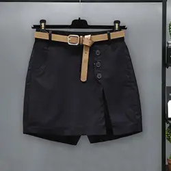 Women High Waist Shorts Stylish High Waist Women's Skirt Shorts with Side Split Pockets Versatile Streetwear Fashion for Females