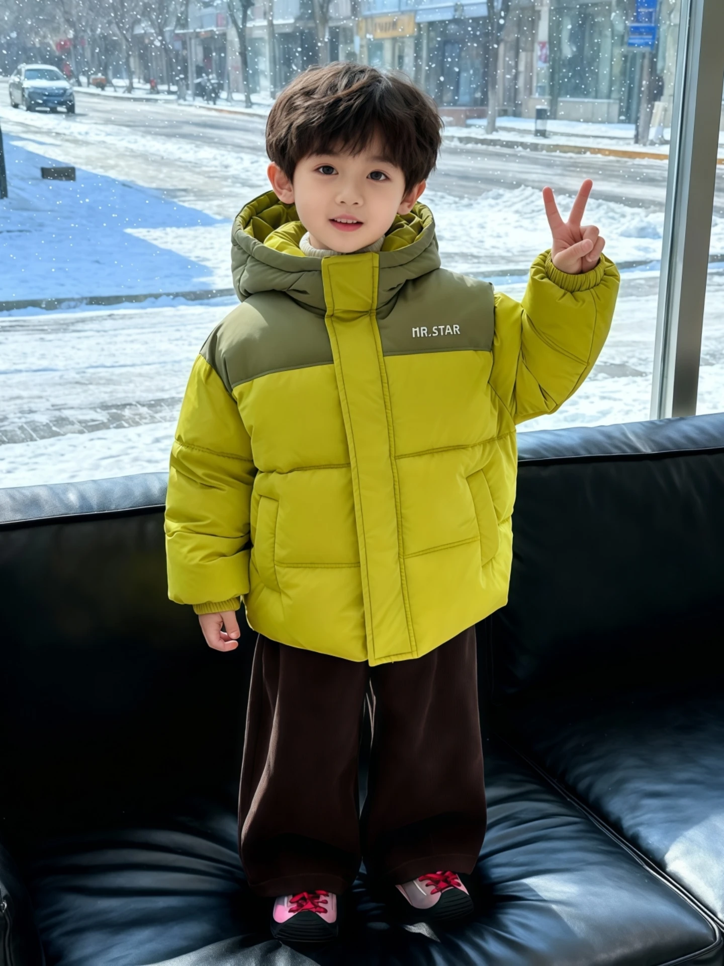 한국 스타일 두꺼운 다운 코튼 재킷 남아용 따뜻한 겨울옷 리틀 마스터 스타일리쉬 후드 폴리에스터 섬유 00%