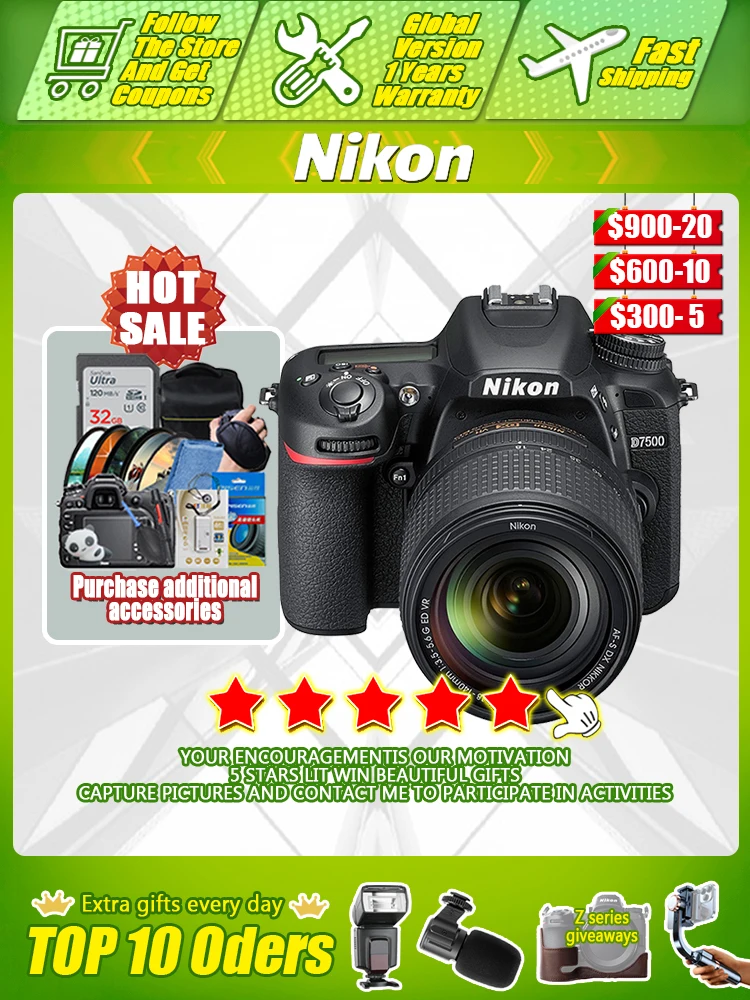 New Nikon D7500 Dslr Digital Camera 4k Hd Camera Professional Portrait