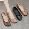 WOIZGIC Women Mother Female Ladies Genuine Leather Shoes Flats Loafers Non Slip On Retro Ballerina National Moccasins Round Toe 2