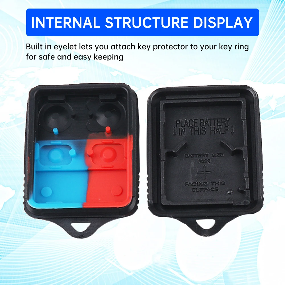 2pcs Lightweight 4 Button Remote Control Keyless Entry Black Easy Use Hanging Hole Decorative Removable Car Key Fob Replacement
