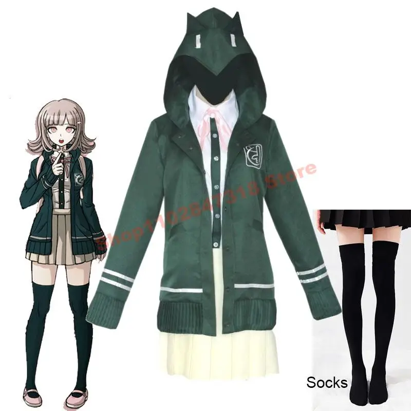

Danganronpa Nanami Chiaki Cosplay Costume Goodbye Despair Schoolgirl JK Uniform Skirt And Hooded Jakcets