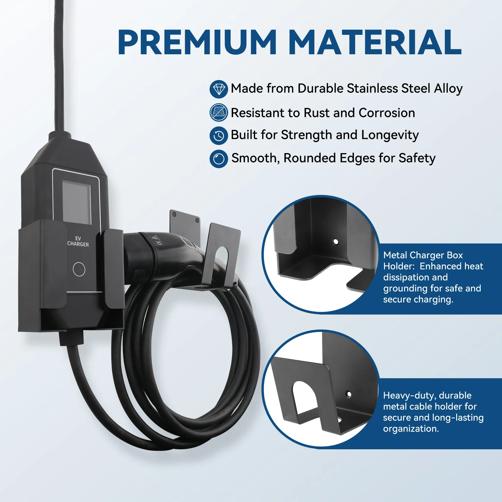 EV Charging Cable Holder Kit for Portable/Mobile EV Charger