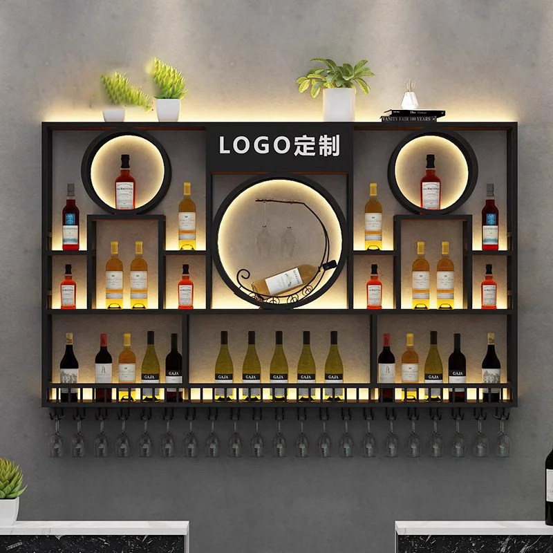 

Whisky Liquor Bar Cabinets Hanging Shelf Unique Cellar Wine Cabinets Commercial Cocktail Mueble Para Vino Kitchen Furnitures