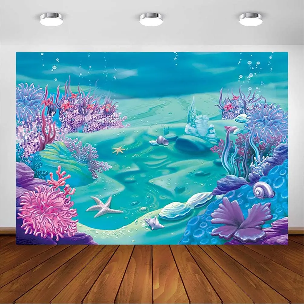 Under The Sea Theme Backdrop Little Mermaid Party Background Birthday ...