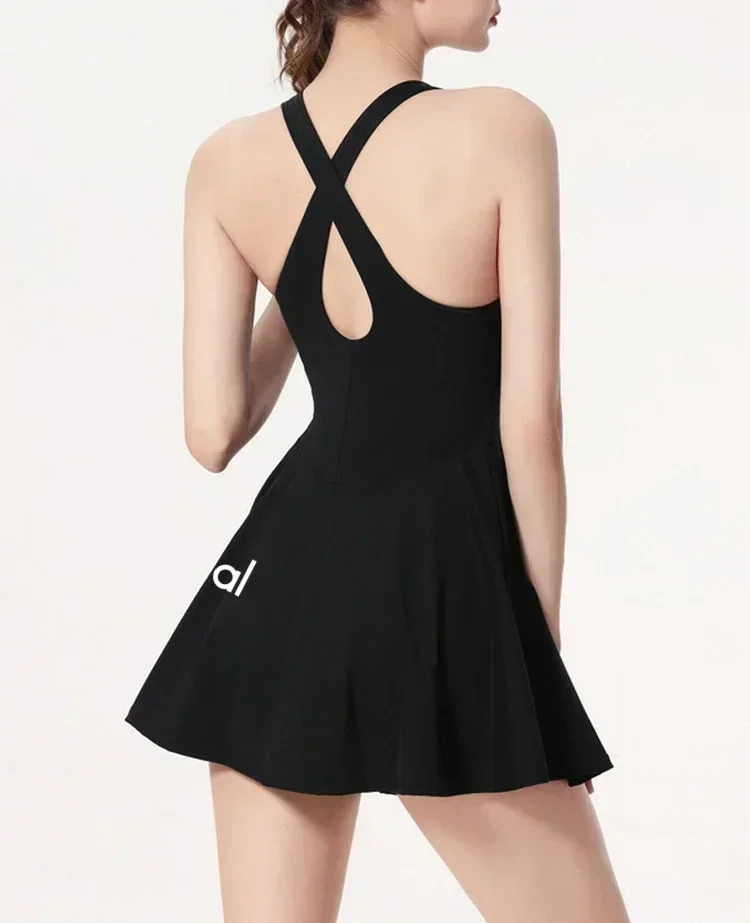 Ao Tennis Skirt Quick Dry Badminton Sports Dress With Chest Pad one-piece Yoga Clothes Fitness Sundress Anti-leakage