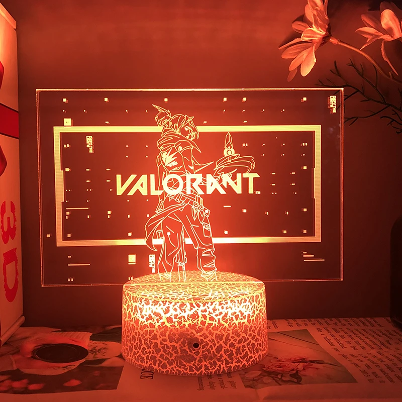 Riot Games Valorant Logo Figure 3d Led Lamp For Bedroom Manga Night ...