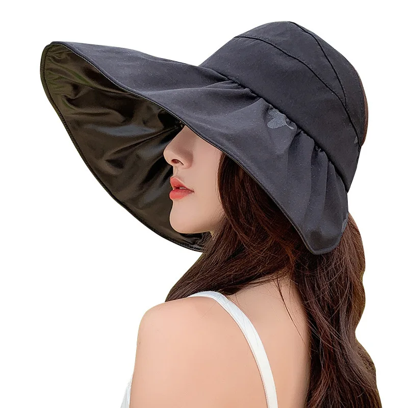 2025 Summer Empty Top Wide Brim Sun Hat for Women Anti UV Sunscreen Bucket Hat Female Sun Protection Outdoor Beach Cap Gift