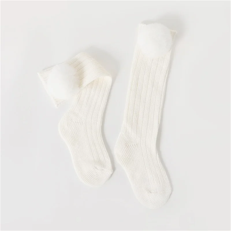 

Kids Girl’s Knee-high Socks Furry Ball Elastic Knit Socks Lightweight Socks for Daily Party