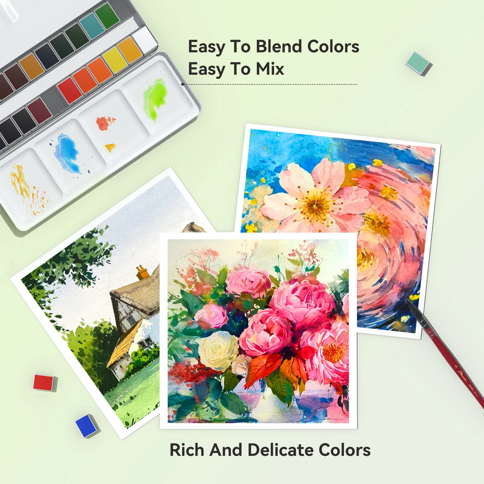 Watercolor Paint Set 24 Solid Watercolor Pigment for Painting Artists School Supplies