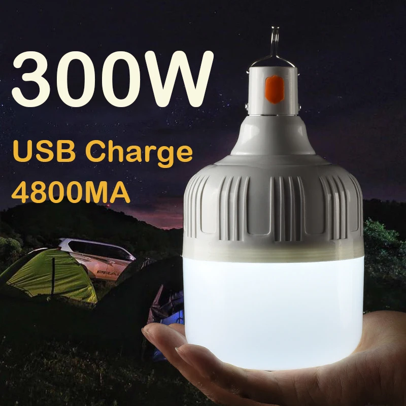 Outdoor LED Bulb Camping Lights USB Rechargeable Lamp Emergency Tent Market Hook Up Portable Lantern Bulb Battery BBQ Camping