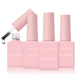 Makartt Ultimate Nail Prep Kit: 4-Piece Gel Base, Top Coat, Dehydrator & Primer for Long-Lasting Manicures
