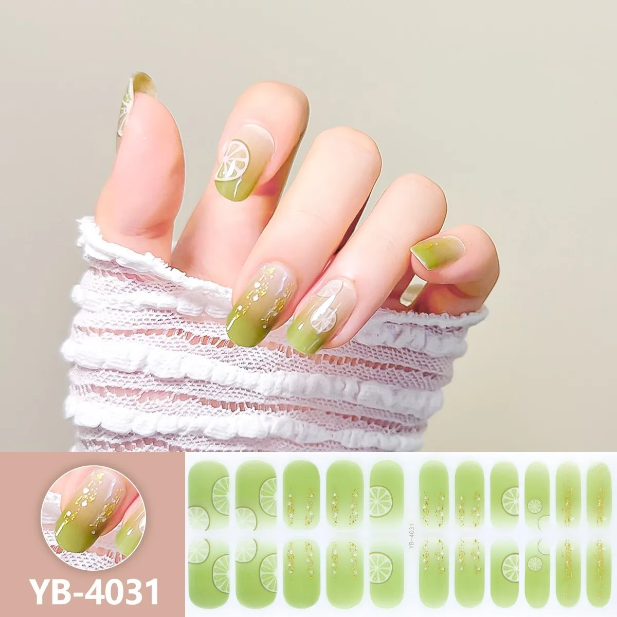 Gel Nail Sticker 22Tips Semi-Cured Gel Nail Sticker Pure Color Nail Polish Wraps Long-Lasting Full Cover Gel Sticker Decor