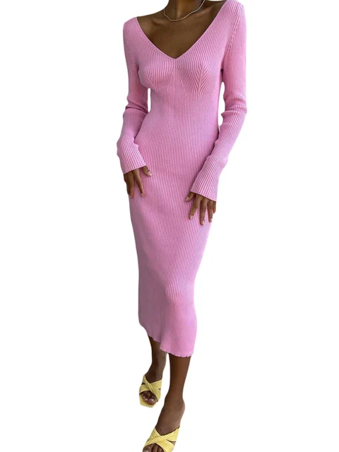 편안함과 세련함이 조화를 이루는 여성용 니트 바디콘 드레스