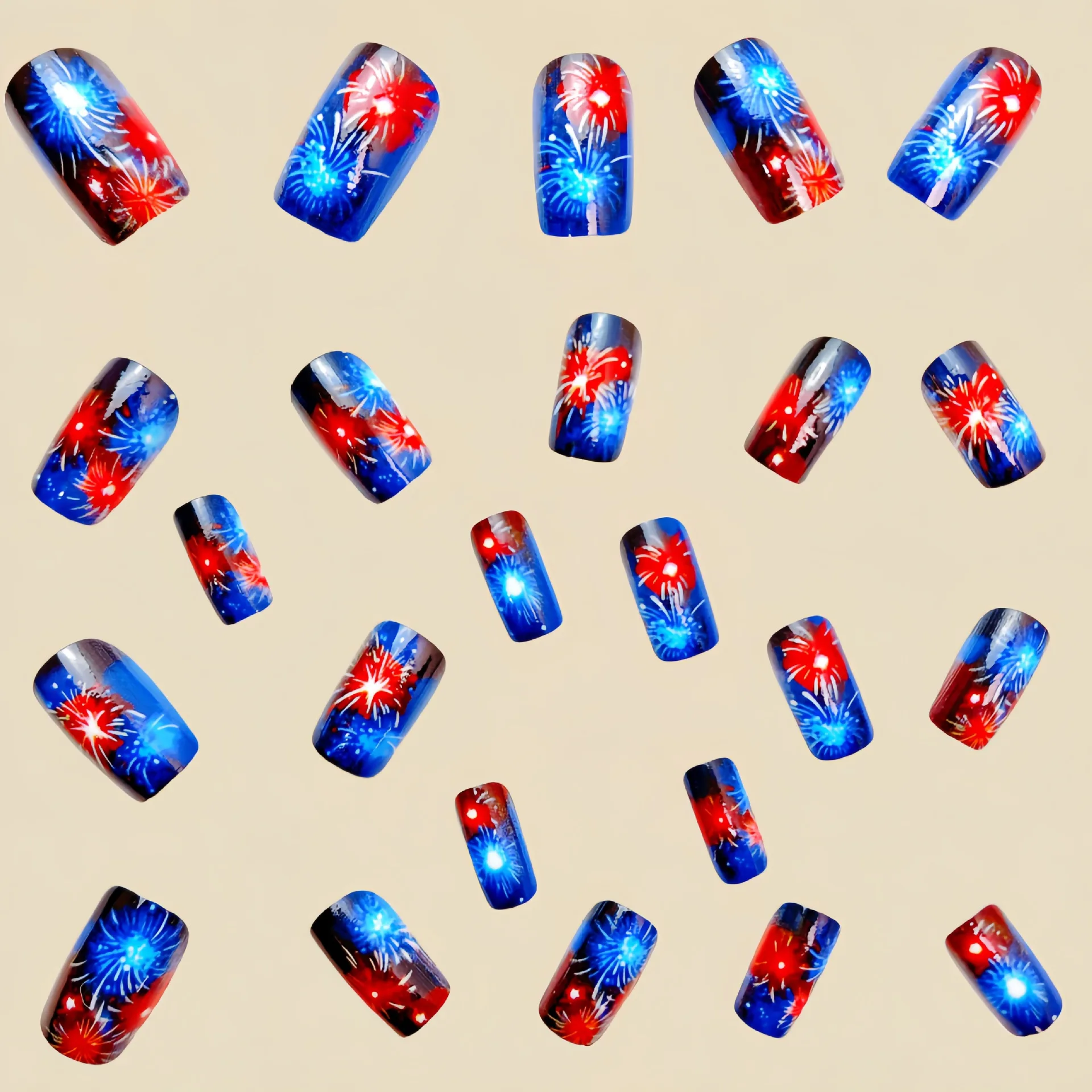 24 Stück/Set Mittellange Künstliche Nägel Quadratische Ballett-Nagelspitzen Glitzernde Sternenhimmel-Mond-Stern-Feder-Design Aufklebenägel Falsche Nagelkunst – Detail 3